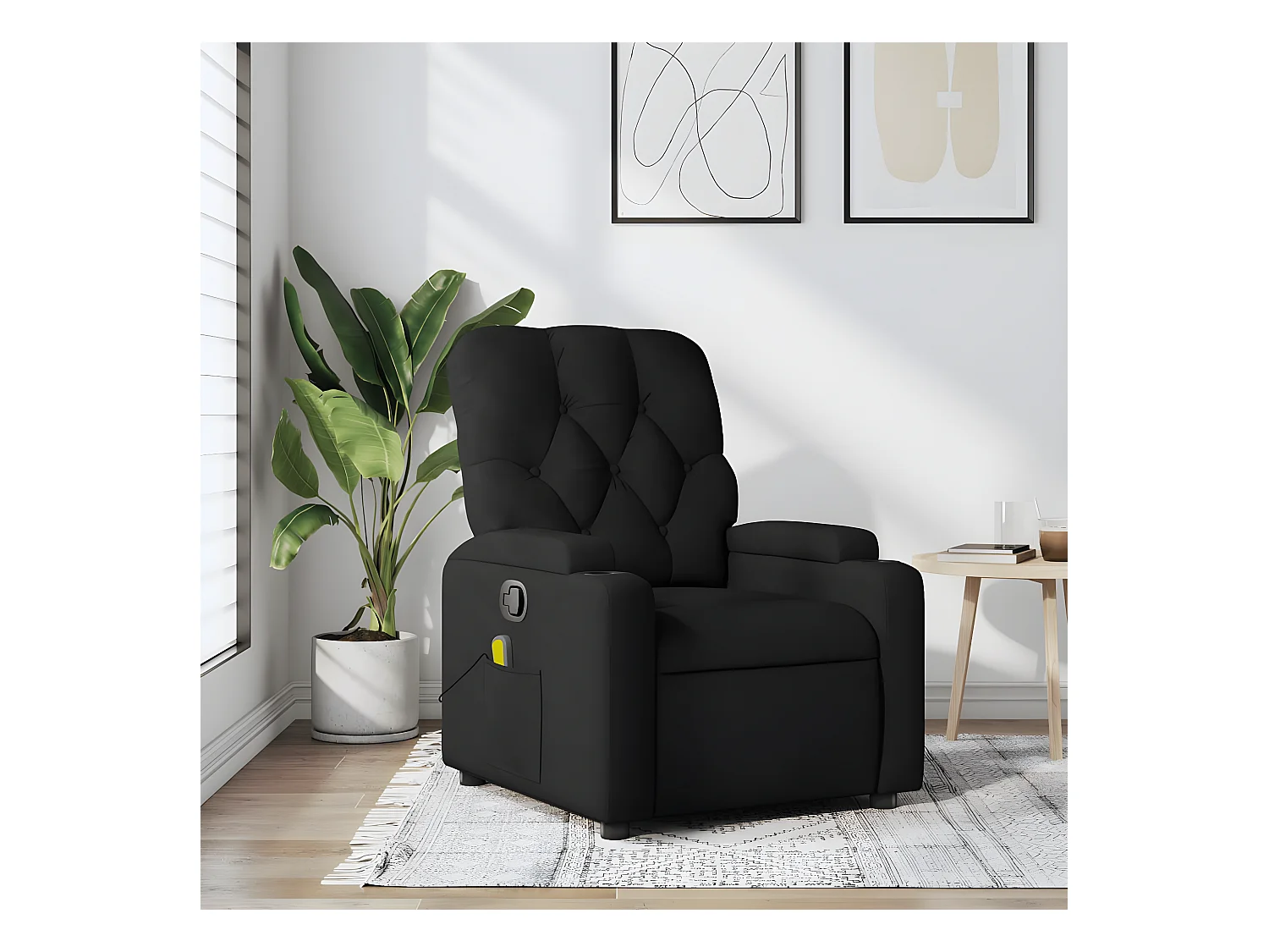 Fauteuil de massage inclinable Noir Tissu