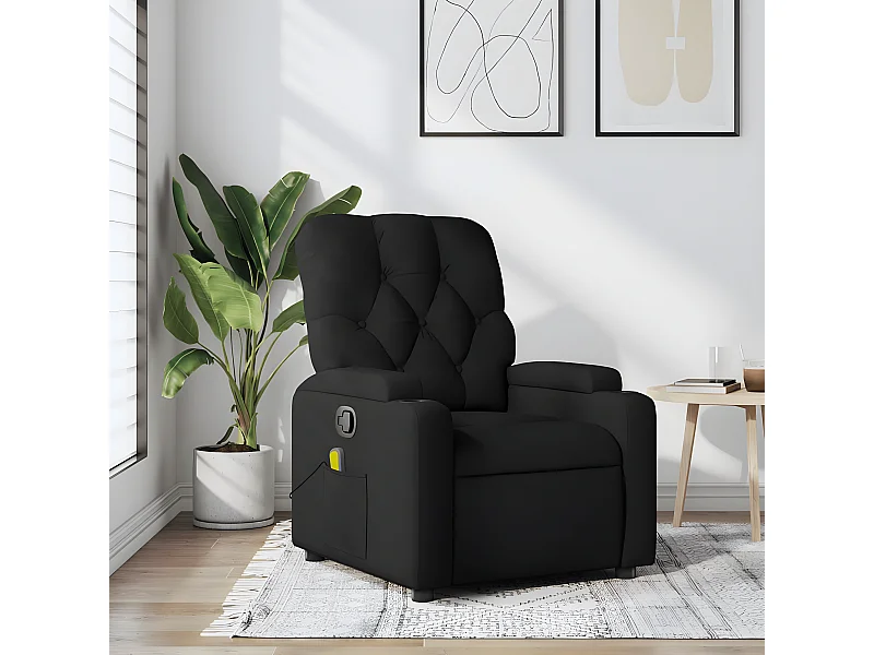 Fauteuil de massage inclinable Noir Tissu