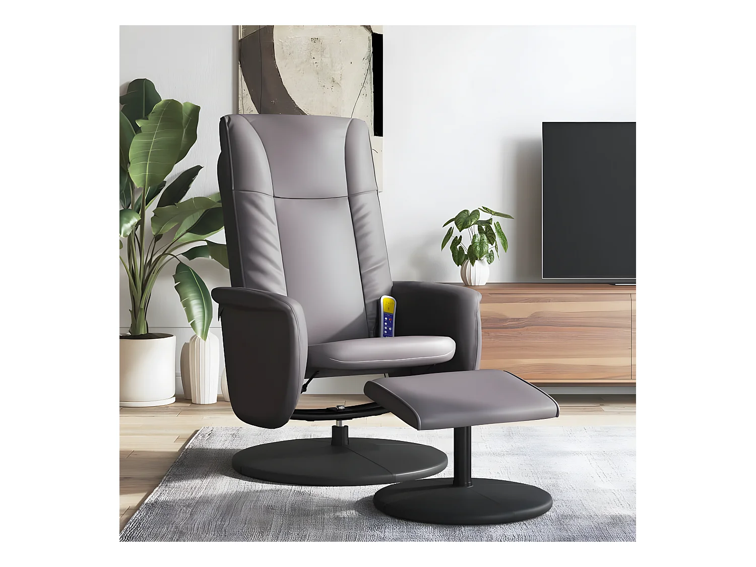Relaxfauteuil met voetsteun grijs kunstleer