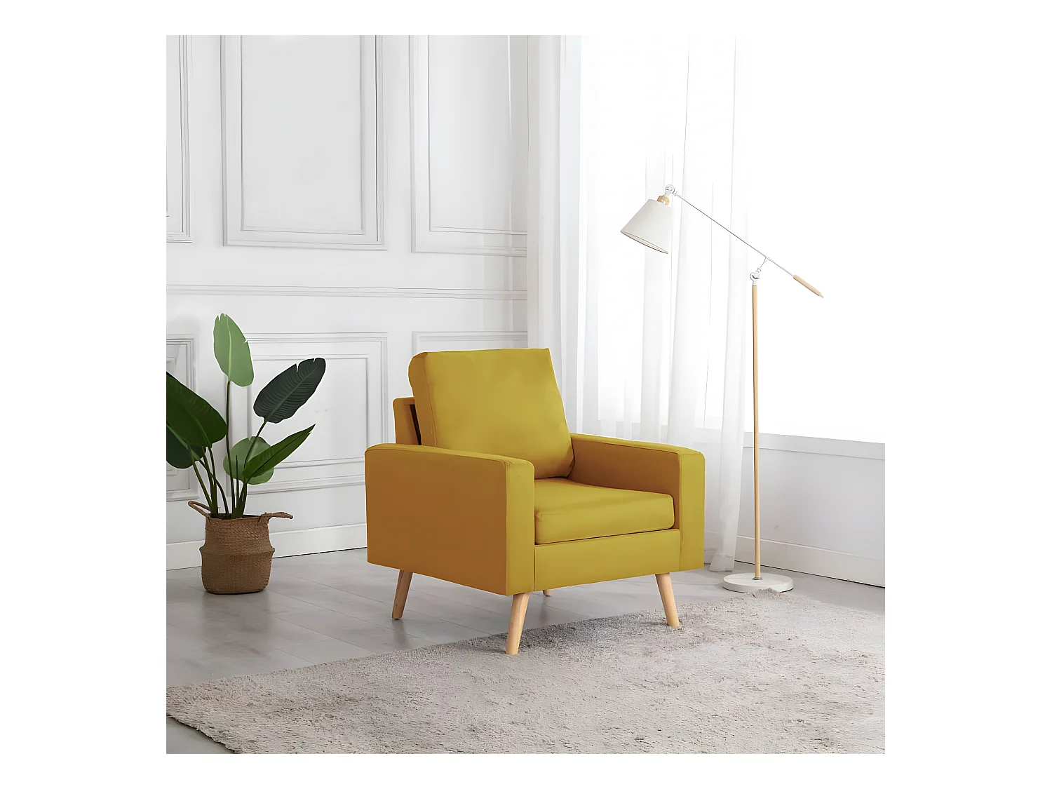 Gele stoffen fauteuil