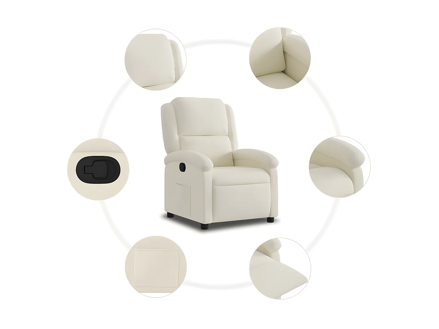 Fauteuil inclinable Crème Velours