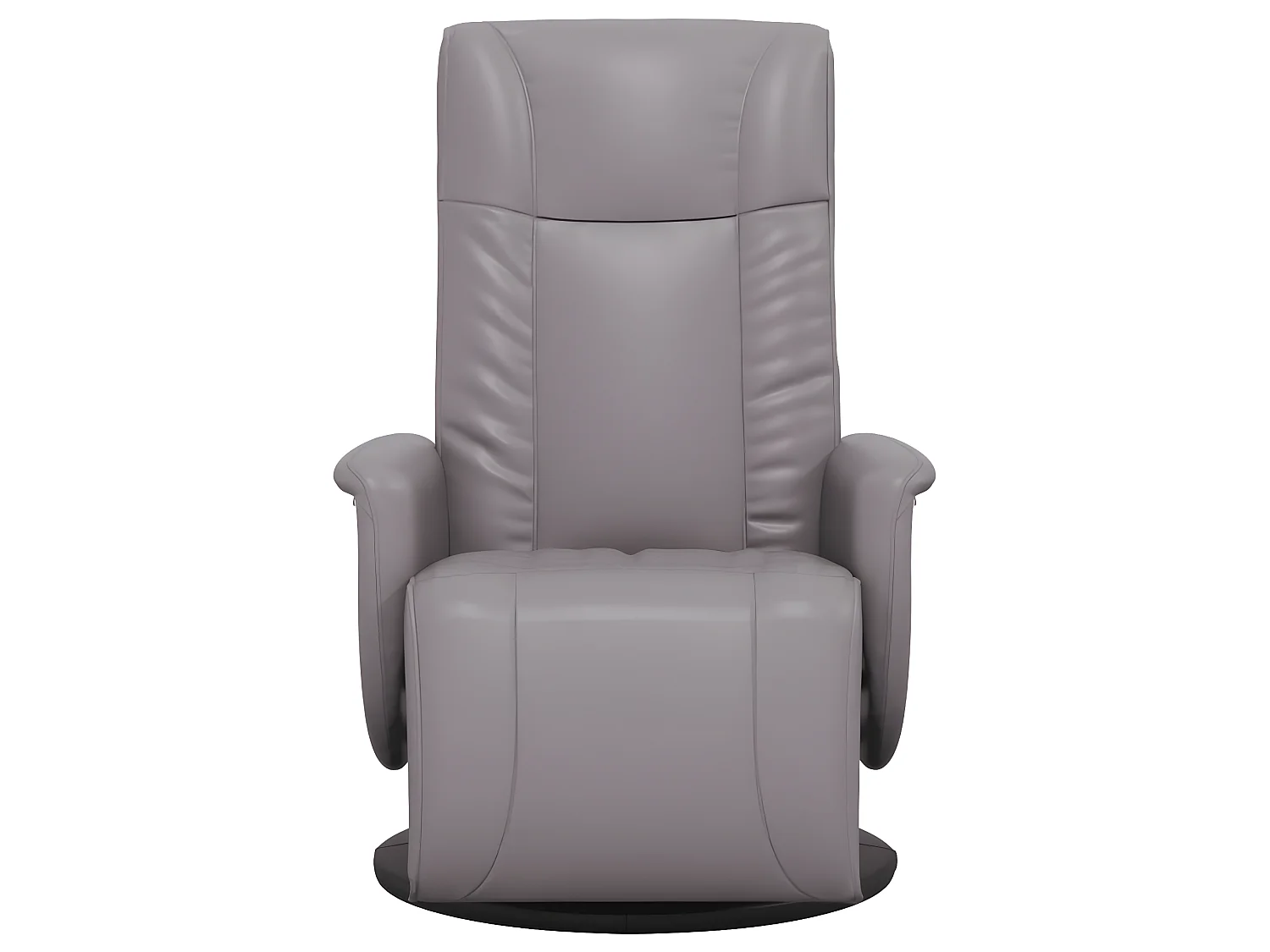 Sillón reclinable con reposapiés de piel sintética gris.