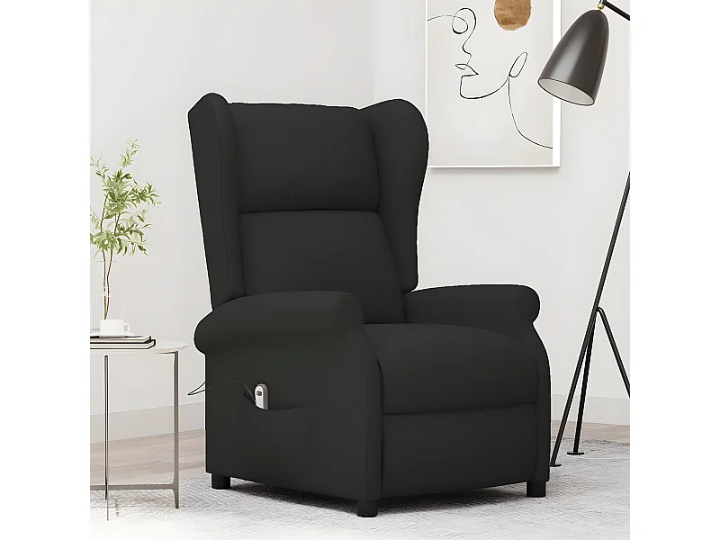 Elektrische fauteuil met rugleuning, zwarte stof