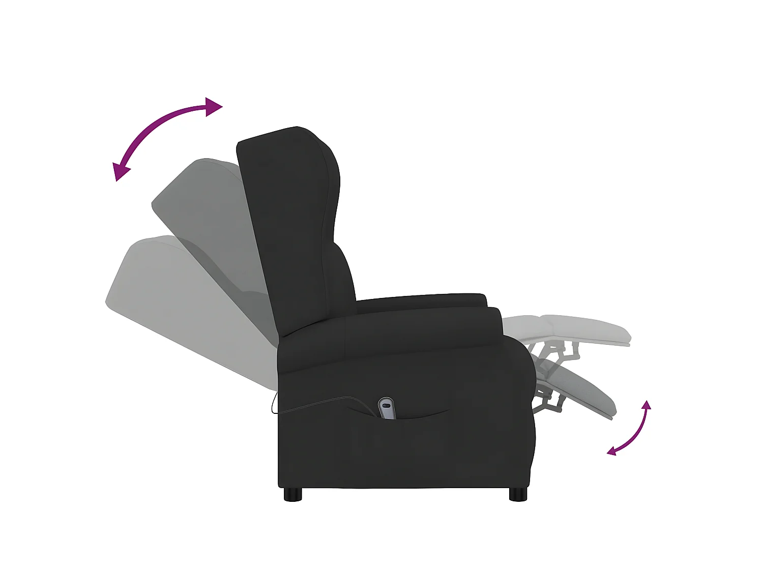 Elektrische fauteuil met rugleuning, zwarte stof