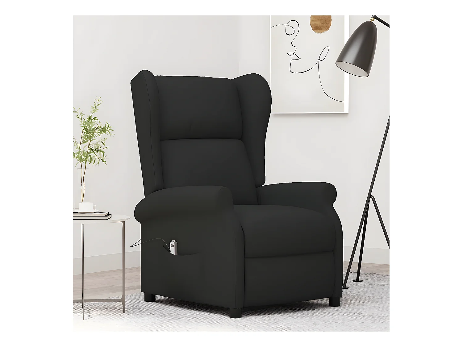 Poltrona reclinabile elettrica Wingback in tessuto nero