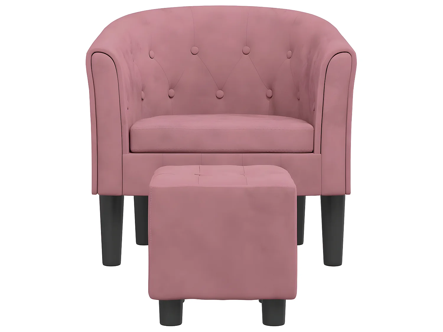 Fauteuil cabriolet avec repose-pied rose velours