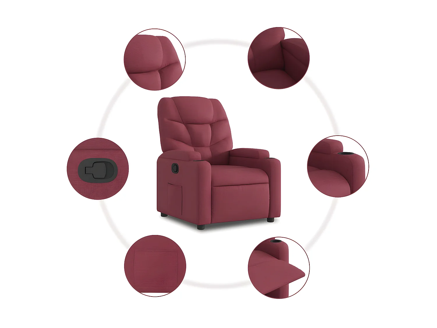 Fauteuil inclinable Rouge bordeaux Tissu