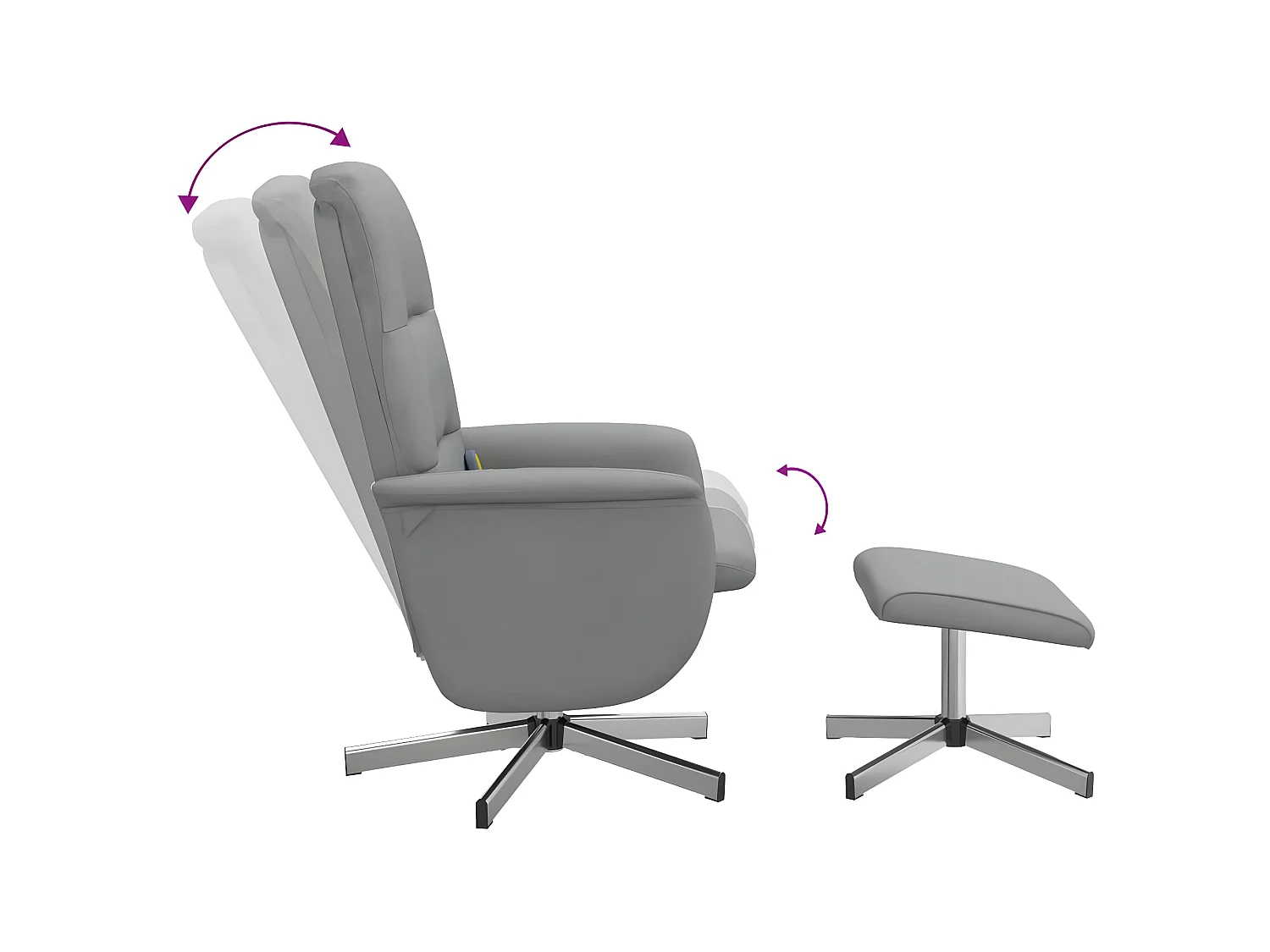 Fauteuil inclinable de massage et repose-pied gris clair tissu