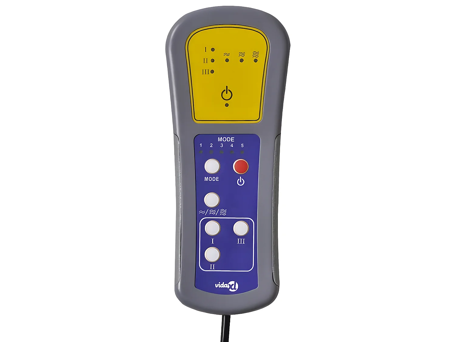 Massagesessel und Fußstütze aus hellgrauem Stoff