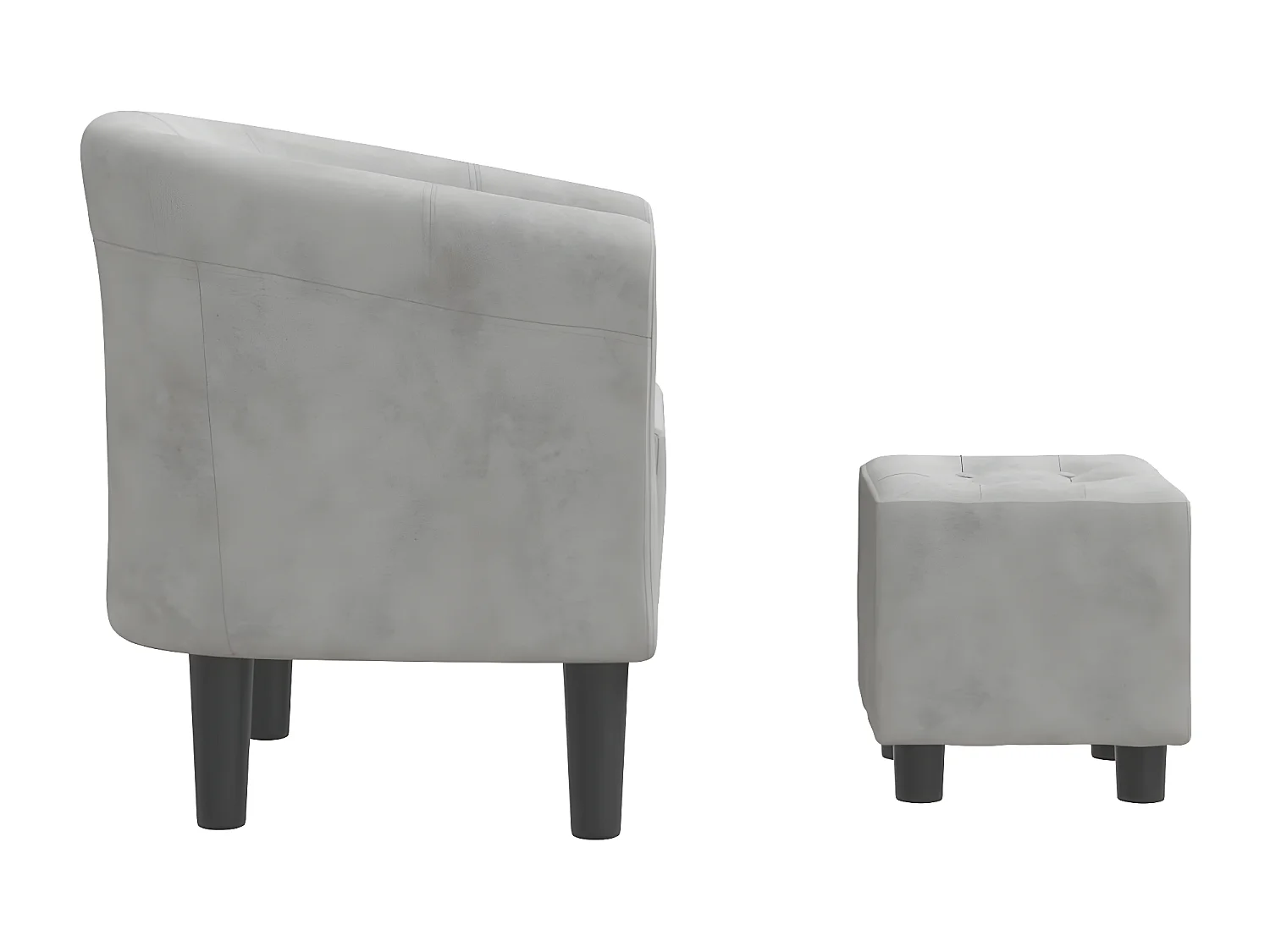 Fauteuil cabriolet avec repose-pied gris clair velours