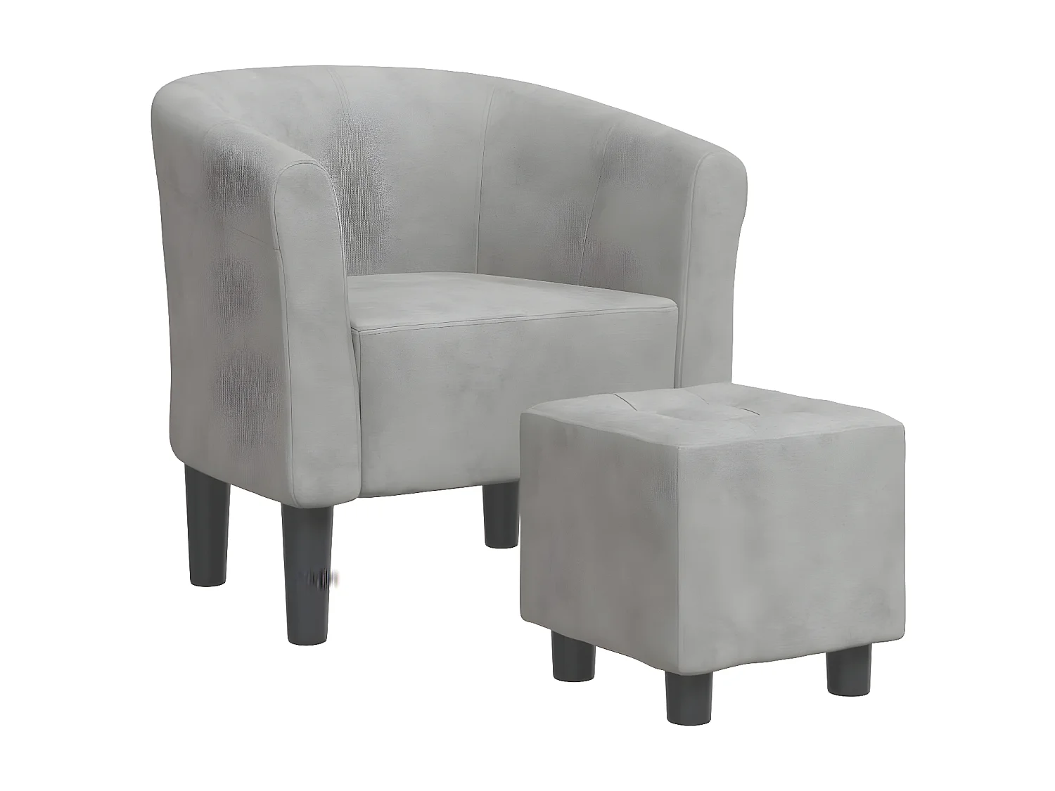 Fauteuil cabriolet avec repose-pied gris clair velours