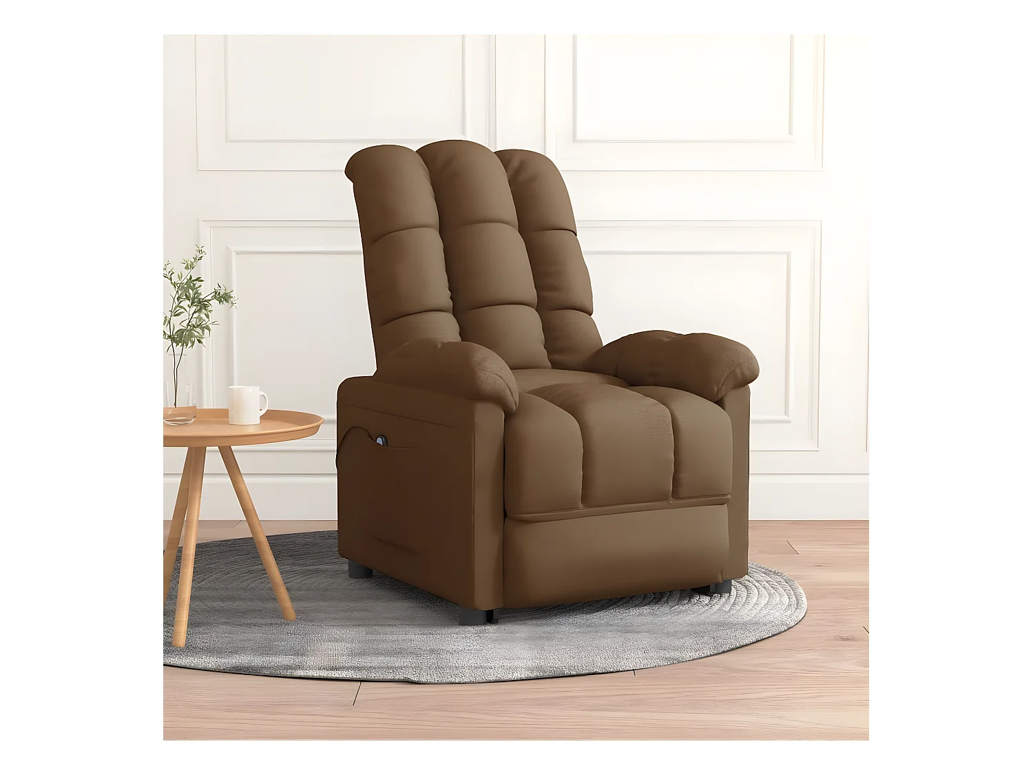 Sillón reclinable eléctrico de tela marrón