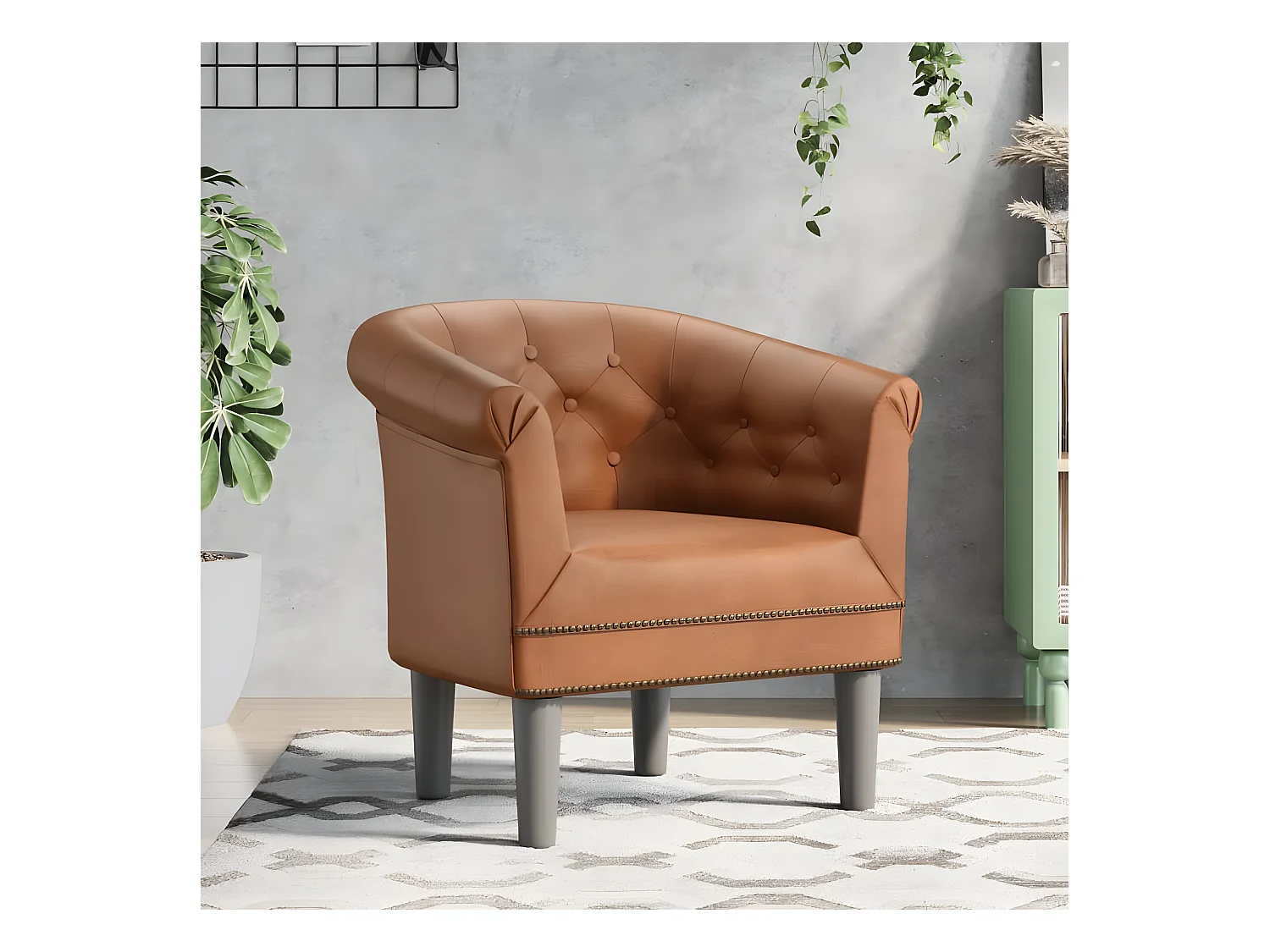 Bruine kunstleren converteerbare fauteuil