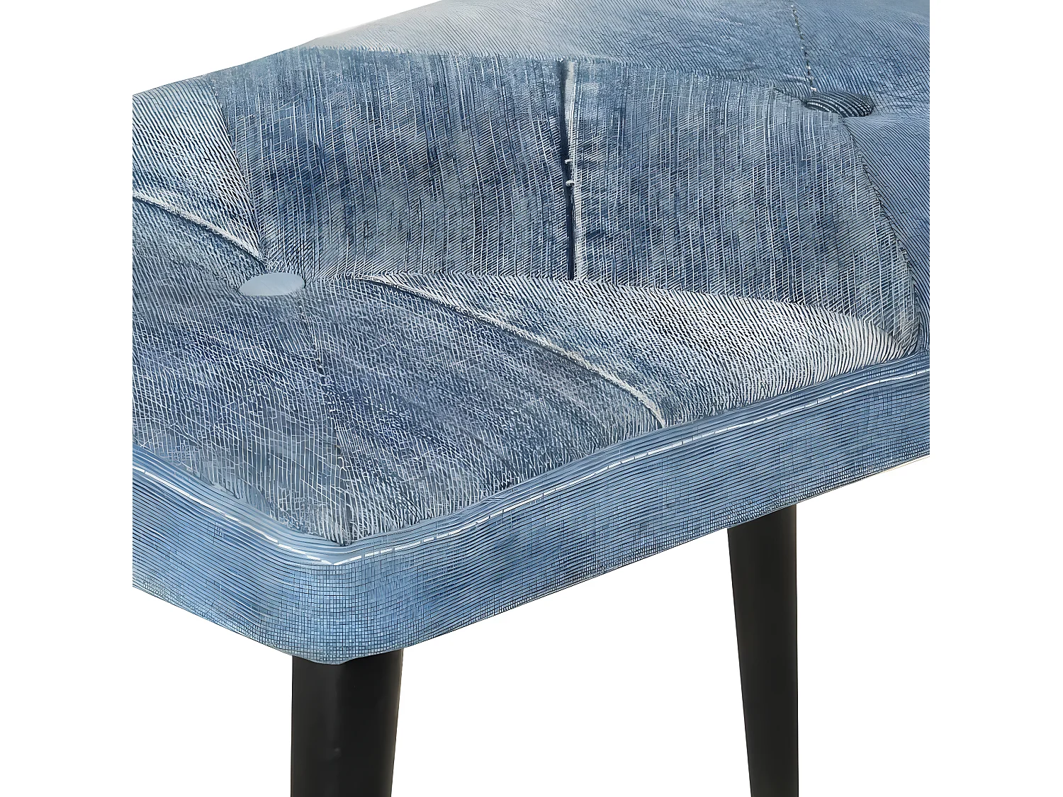 Fauteuil met voetensteun Denim Blue Patchwork canvas