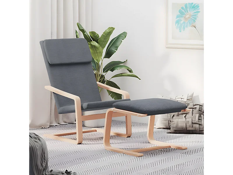 Sillón de relajación con reposapiés Tela gris oscuro