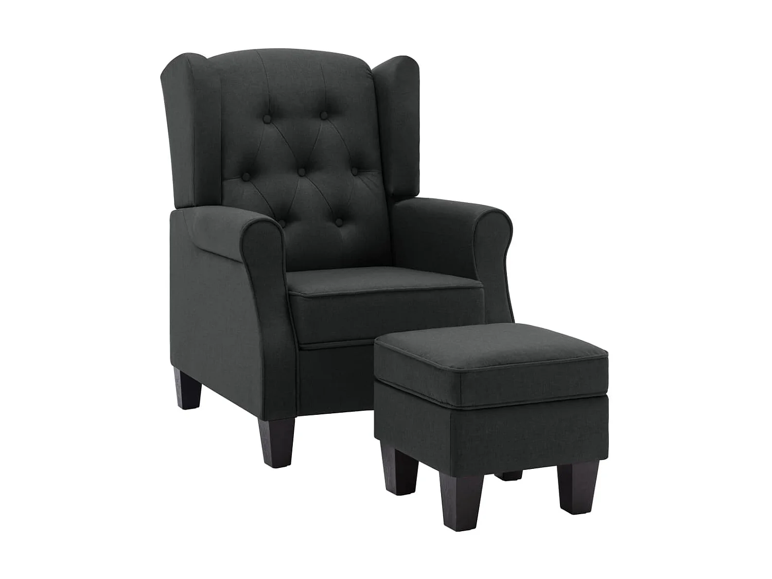 Fauteuil avec repose-pied Gris foncé Tissu