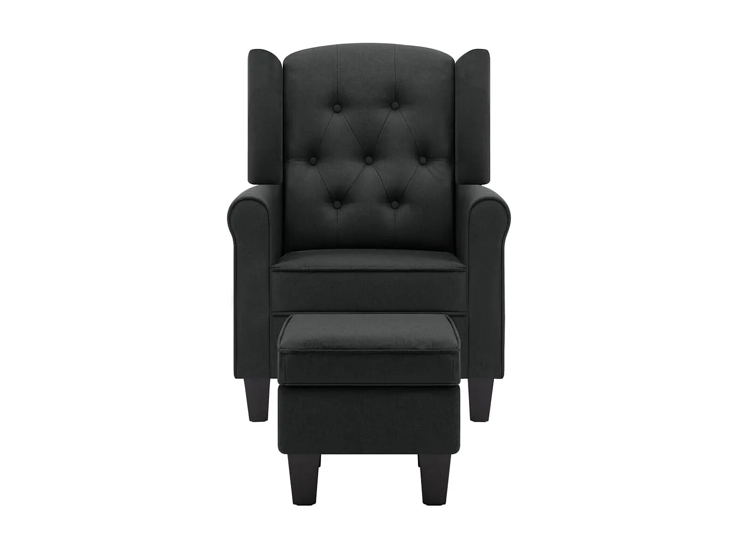 Fauteuil avec repose-pied Gris foncé Tissu