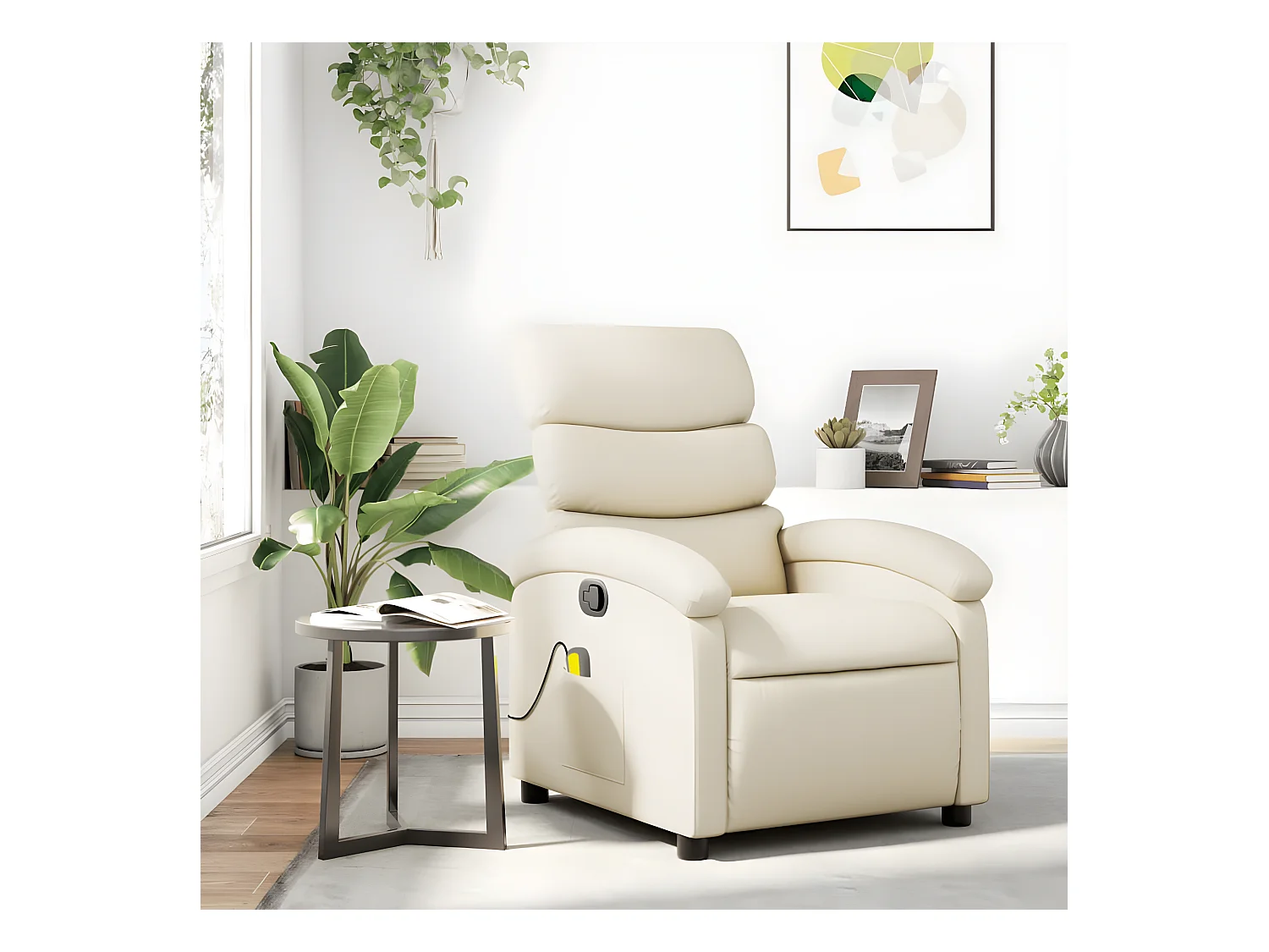 Fauteuil inclinable de massage Crème Similicuir
