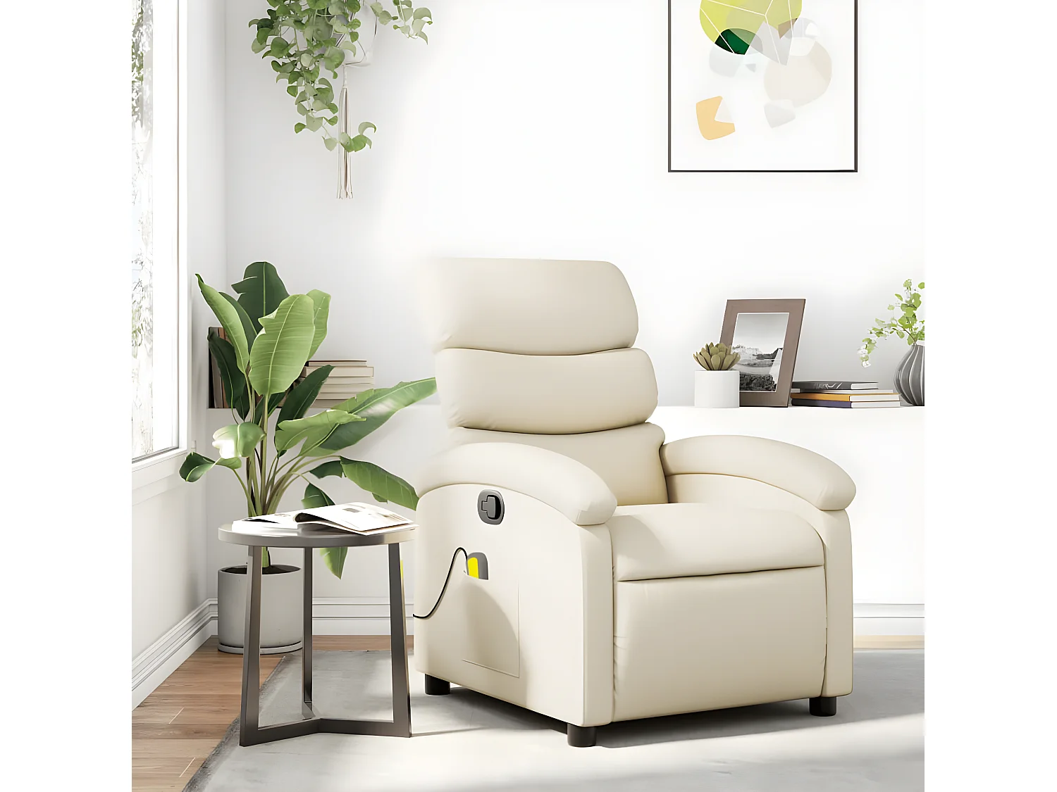 Poltrona de massagem creme couro sintético