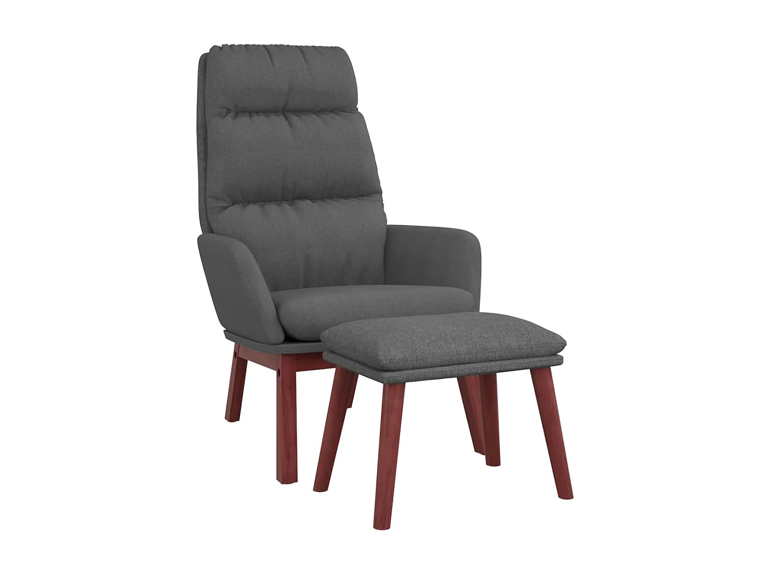 Chaise de relaxation avec tabouret Gris foncé Tissu