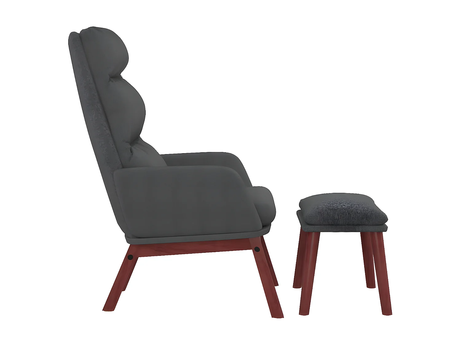 Chaise de relaxation avec tabouret Gris foncé Tissu