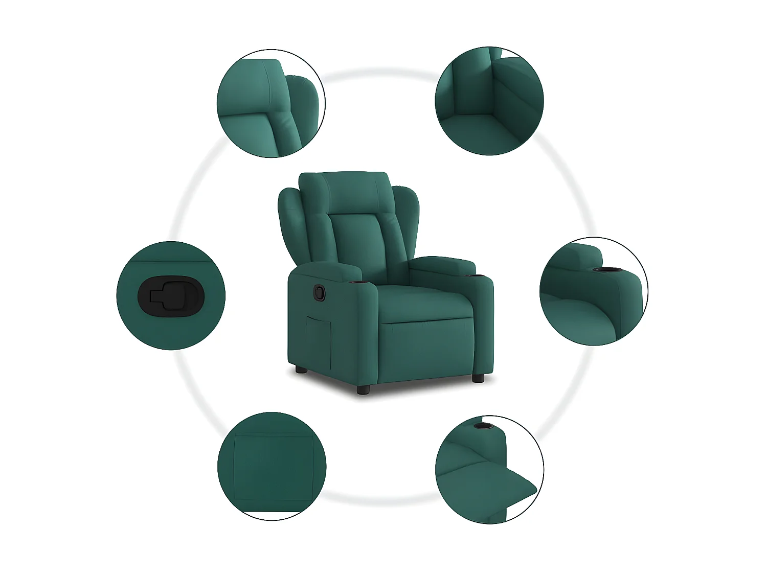 Sillón reclinable de tela verde oscuro