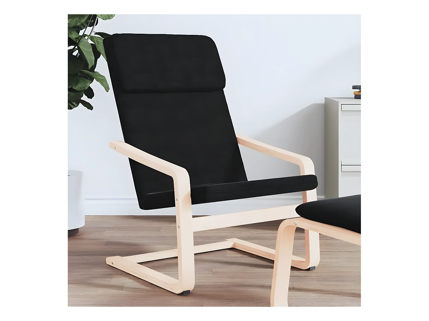 Chaise de relaxation Noir Tissu