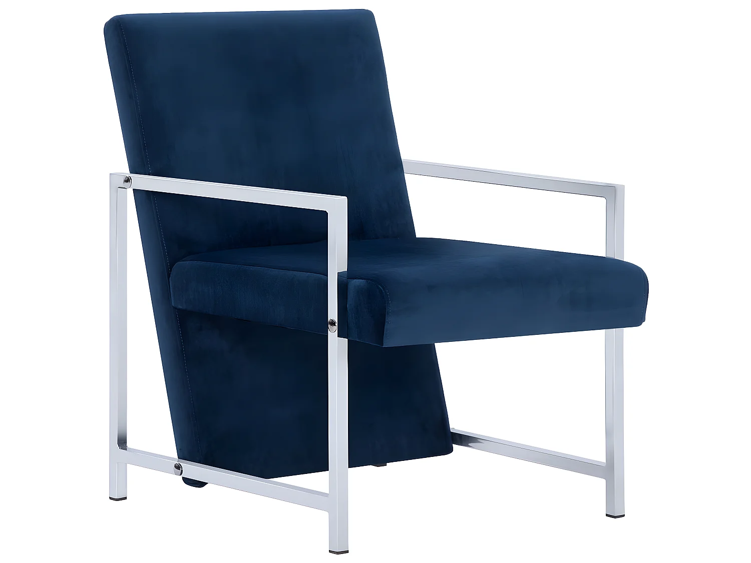 Poltroncina con gambe cromate Velvet Blue