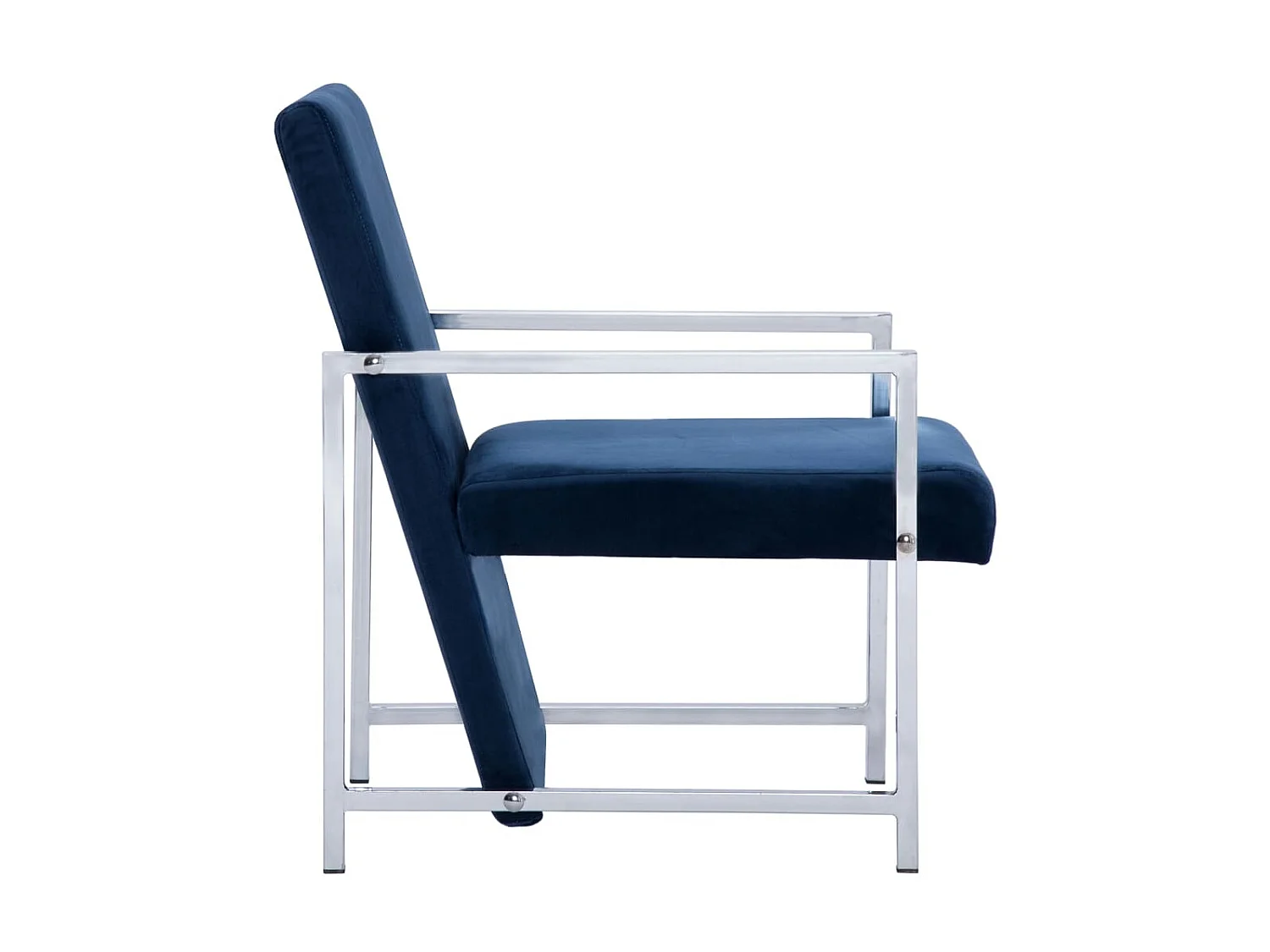 Poltroncina con gambe cromate Velvet Blue