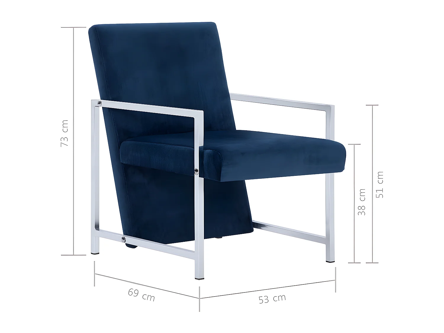 Poltroncina con gambe cromate Velvet Blue