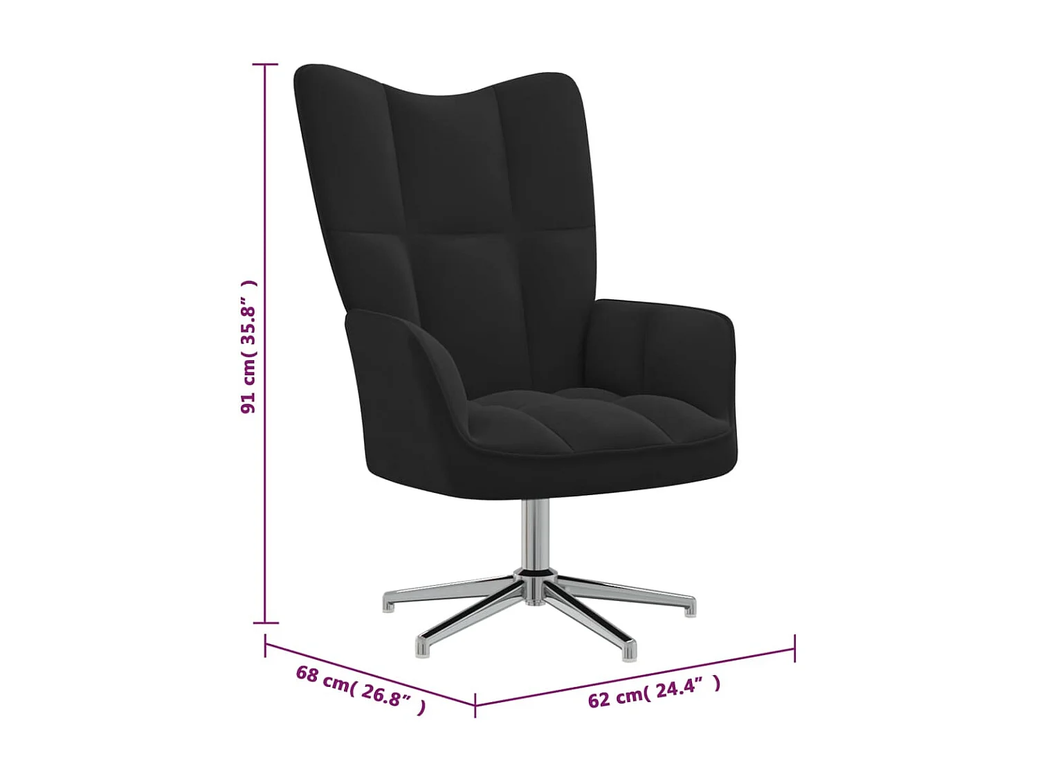 Cadeira de relaxamento Veludo Preto