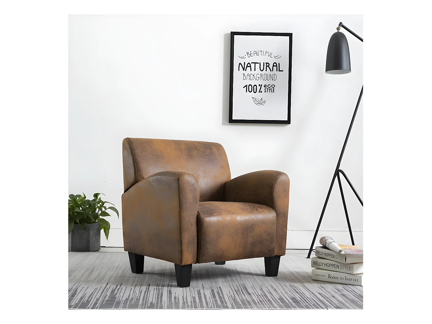Chaise Marron Similicuir daim