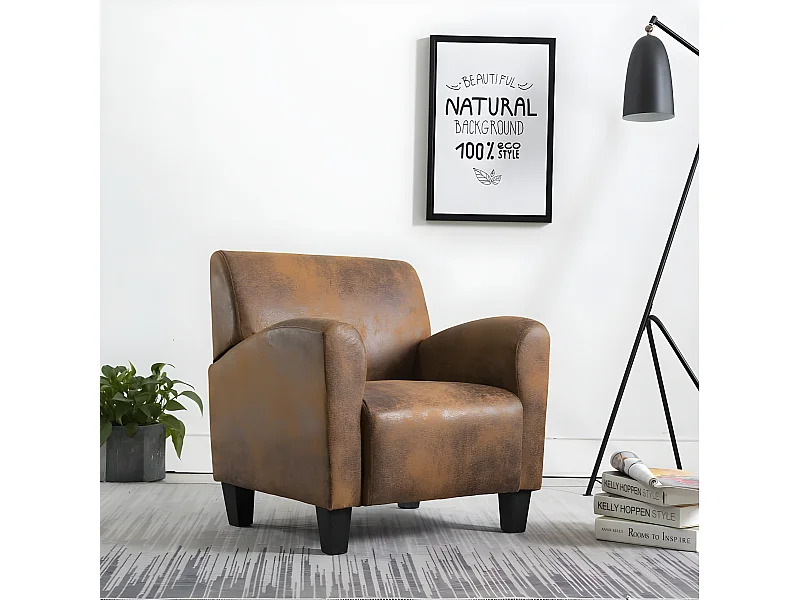 Chaise Marron Similicuir daim
