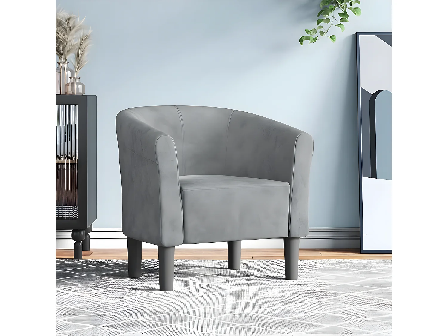 Fauteuil cabriolet gris foncé velours