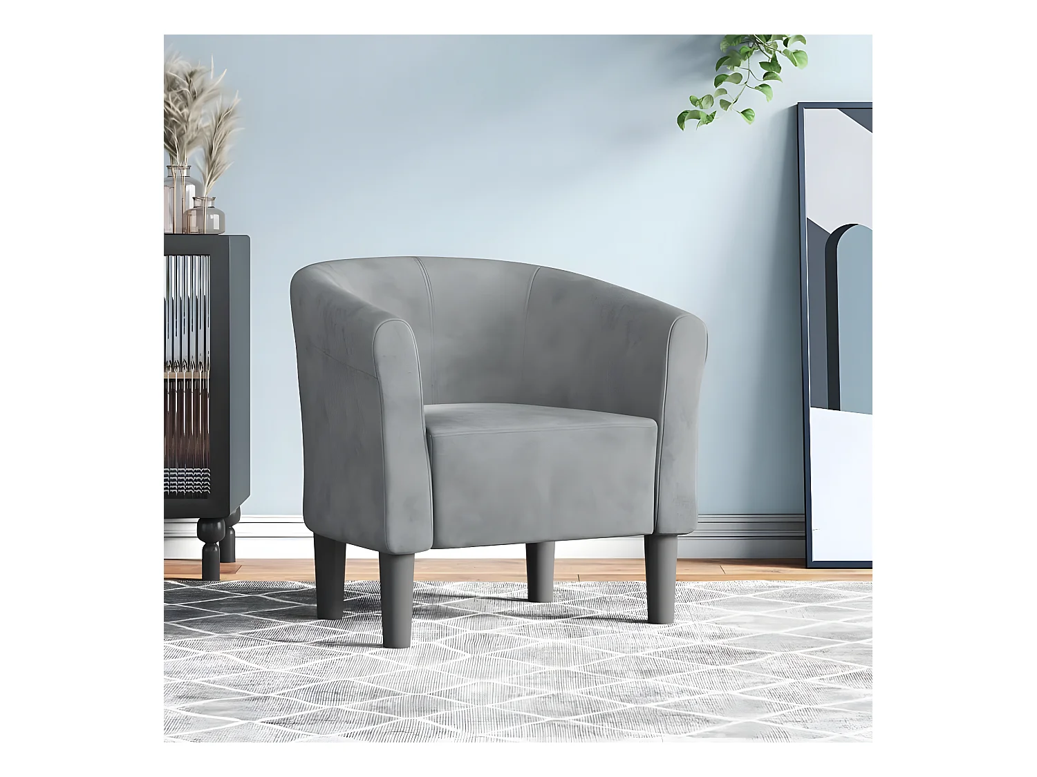 Fauteuil cabriolet gris foncé velours
