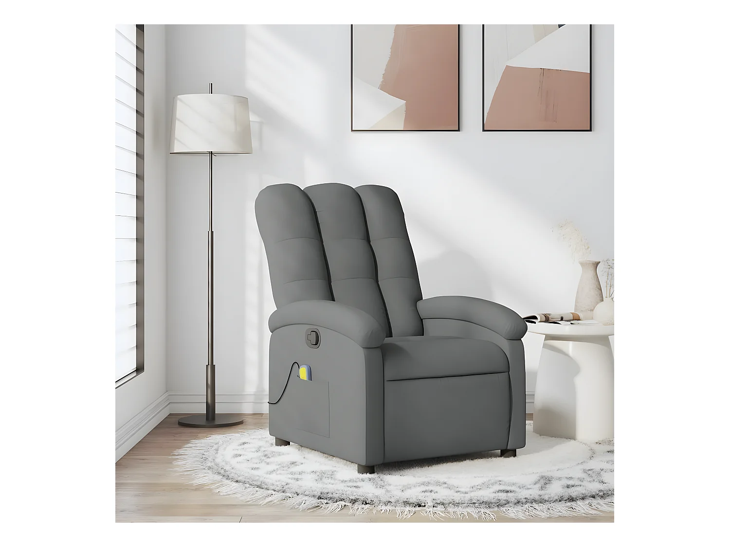Fauteuil de massage inclinable Gris foncé Tissu