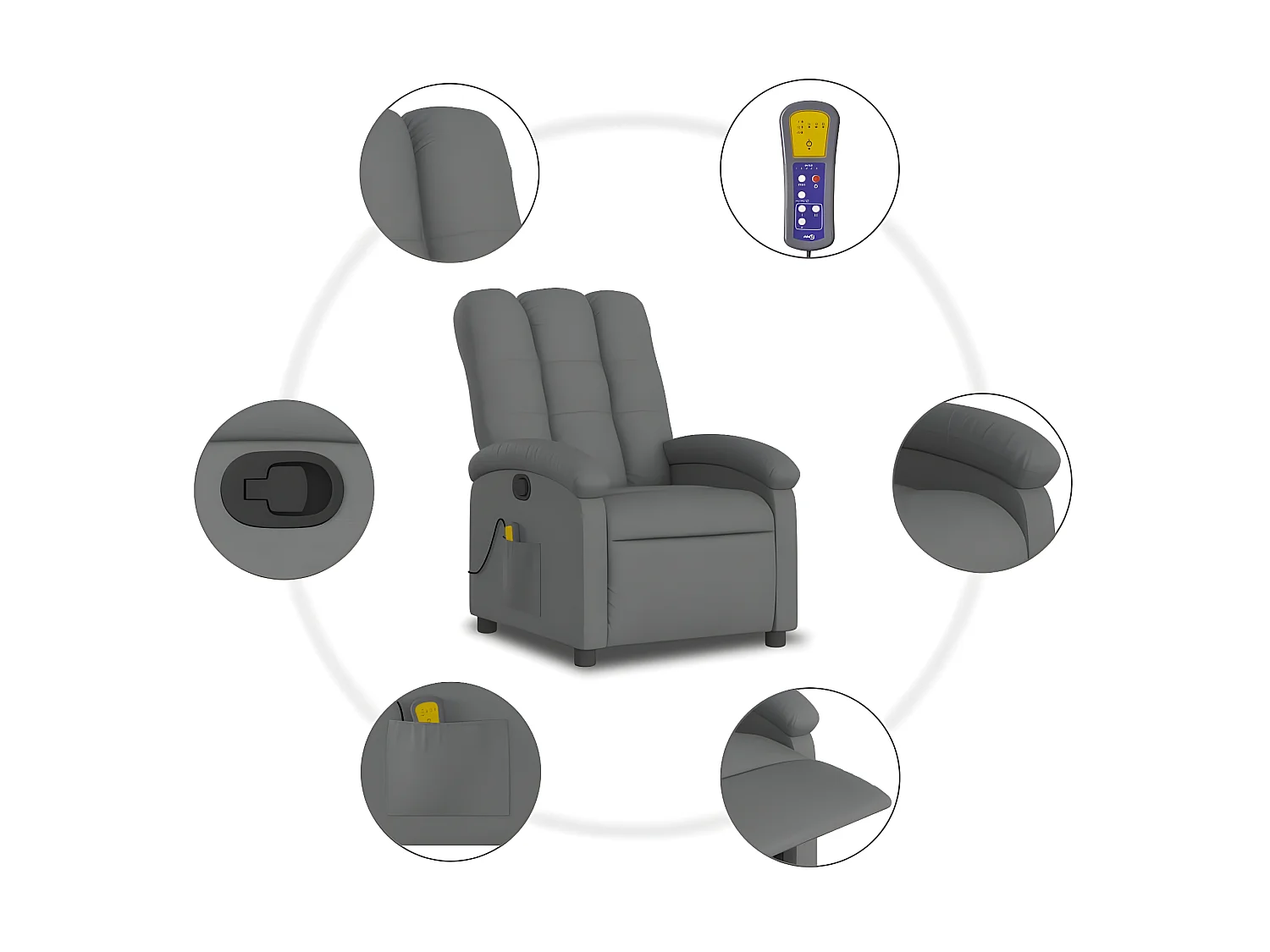 Fauteuil de massage inclinable Gris foncé Tissu