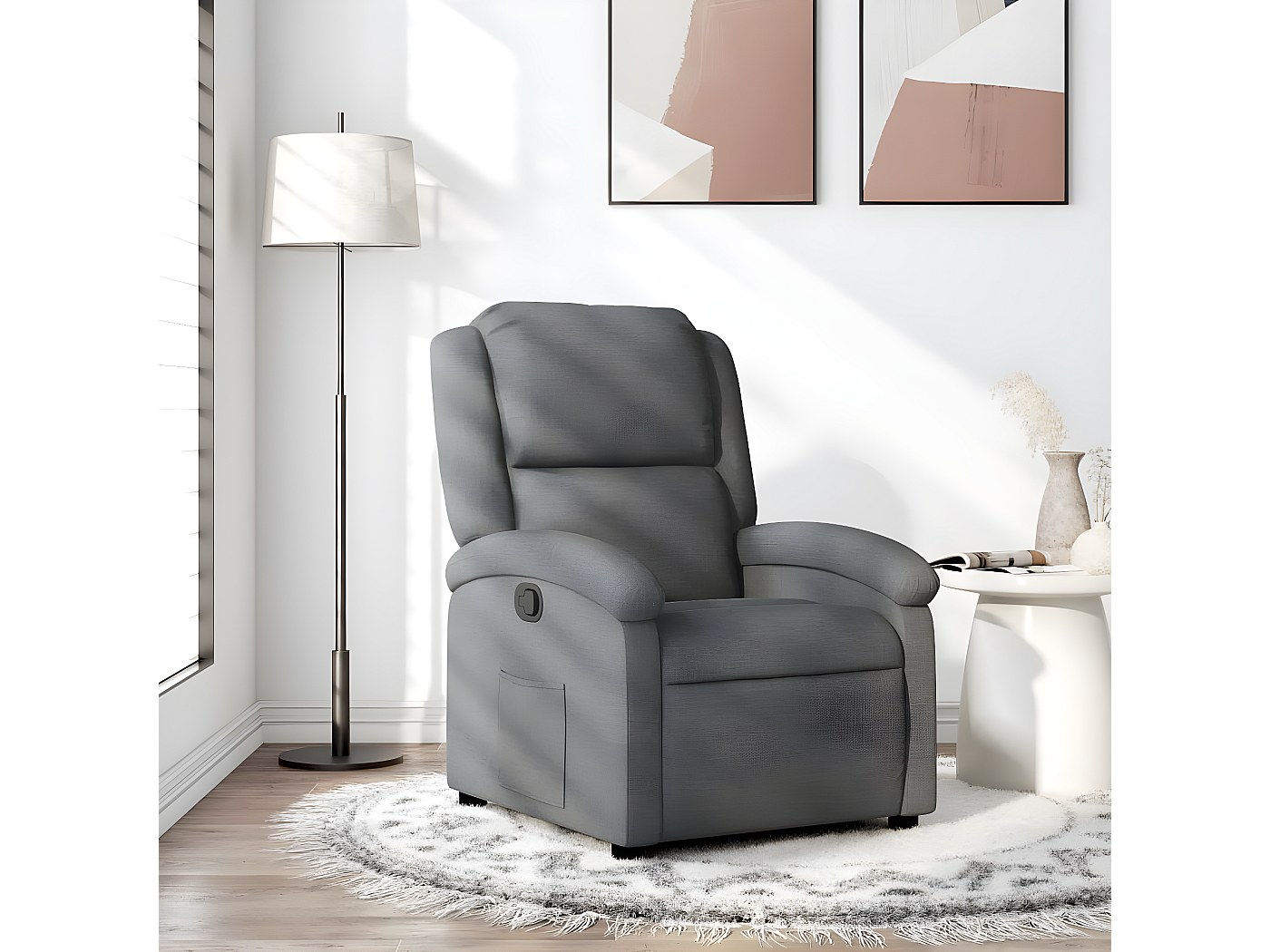vidaXL Fauteuil inclinable de Massage Gris foncé Tissu