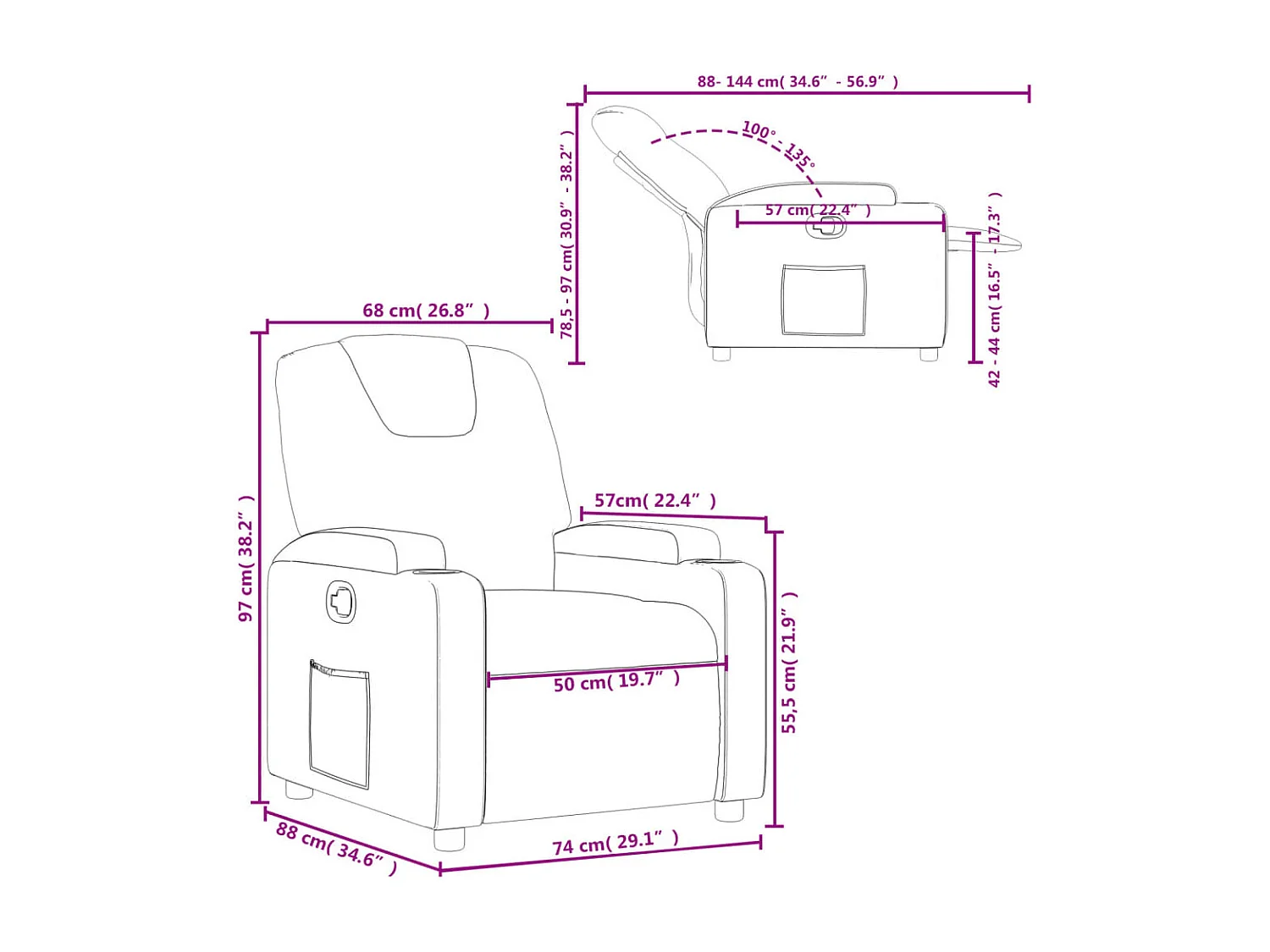 Relaxsessel Burgunderrot Kunstleder