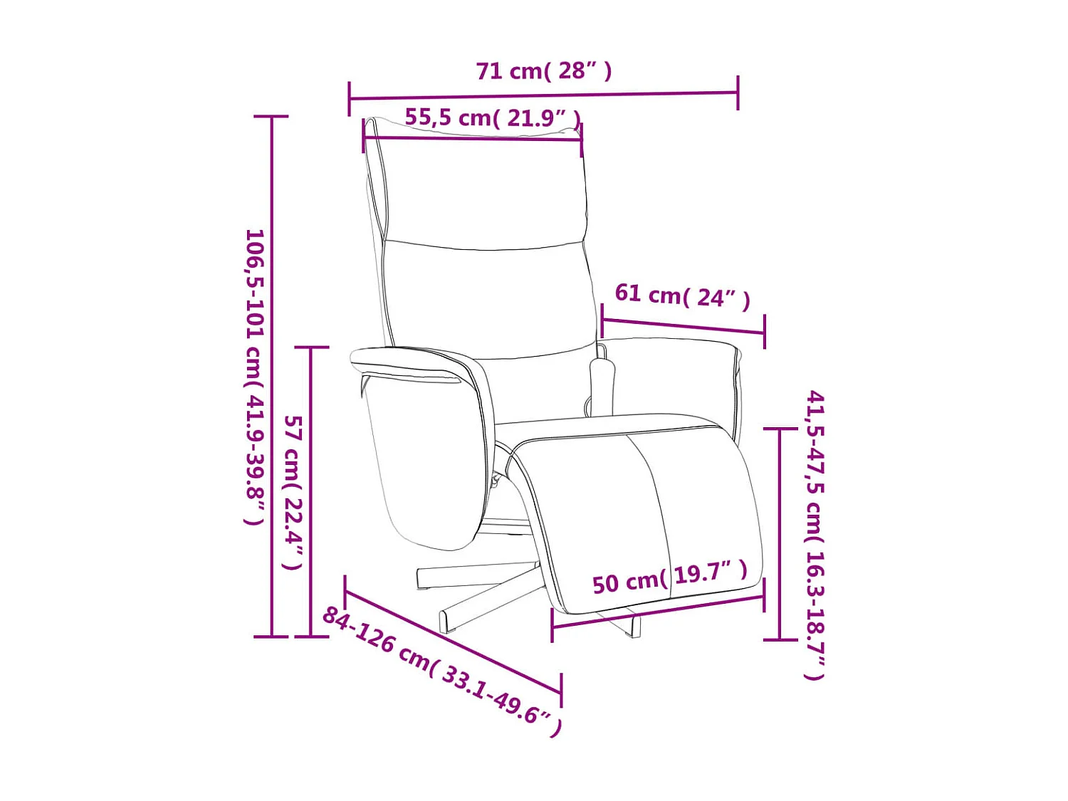 Fauteuil inclinable de massage repose-pieds marron similicuir