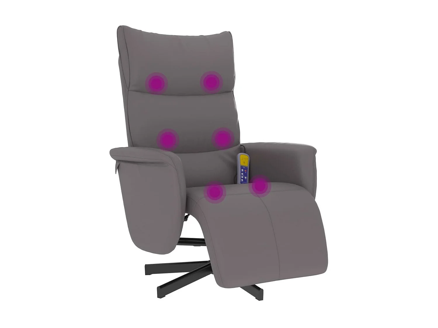 Poltrona de massagem reclinável com apoio para os pés em couro sintético cinza