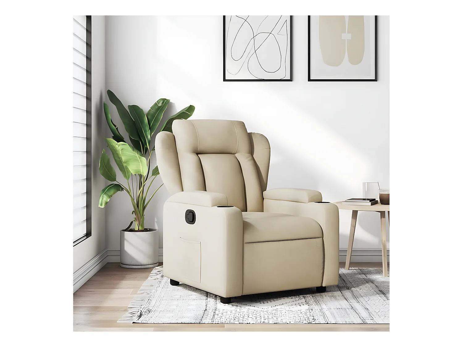 Fauteuil inclinable Crème Tissu