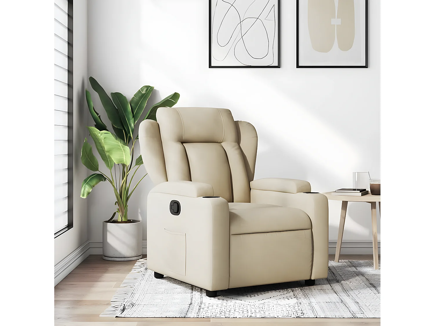 Tela crema sillón reclinable