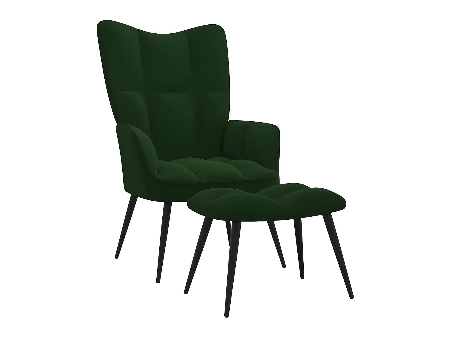 Chaise de relaxation avec repose-pied Vert foncé Velours