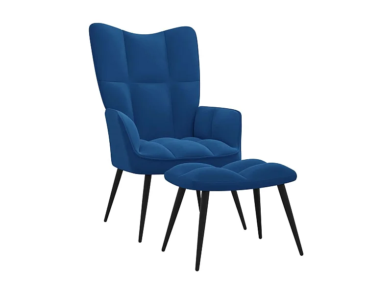 Chaise de relaxation avec repose-pied Bleu Velours
