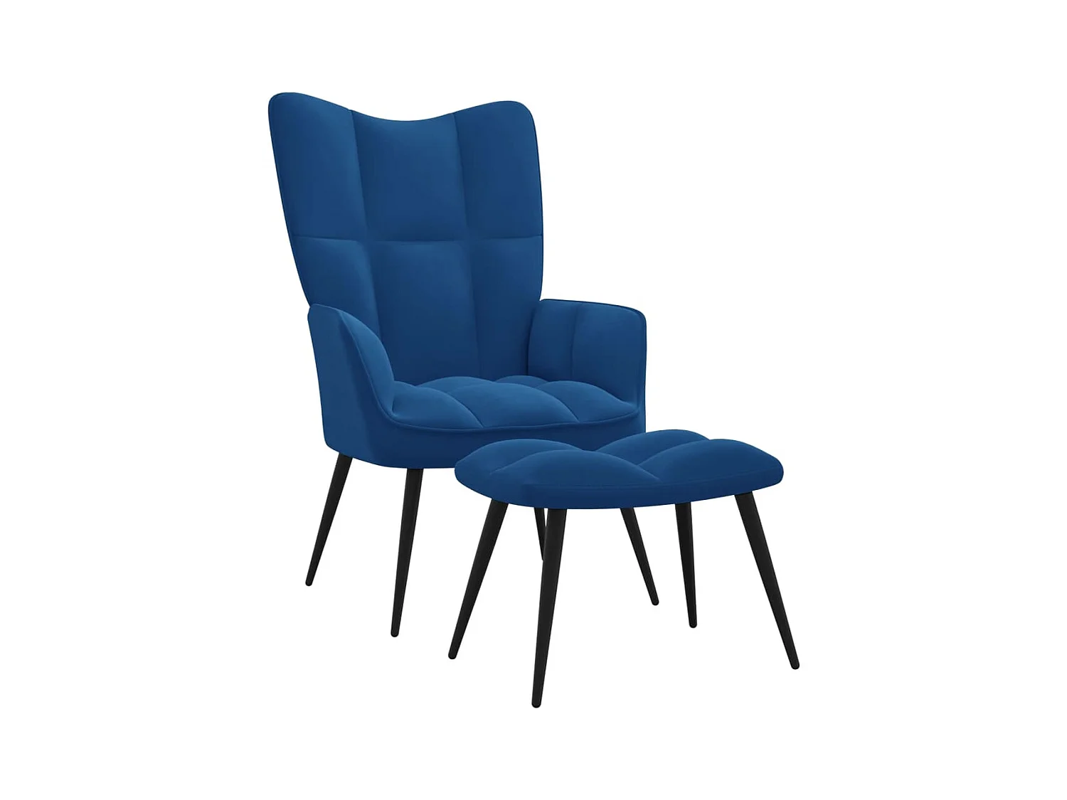 Chaise de relaxation avec repose-pied Bleu Velours