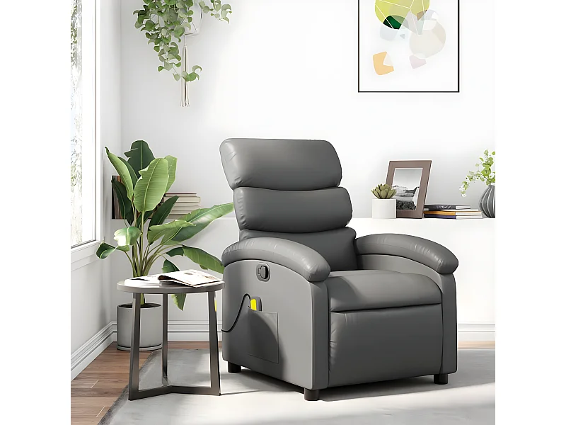 Fauteuil de massage inclinable Gris Similicuir