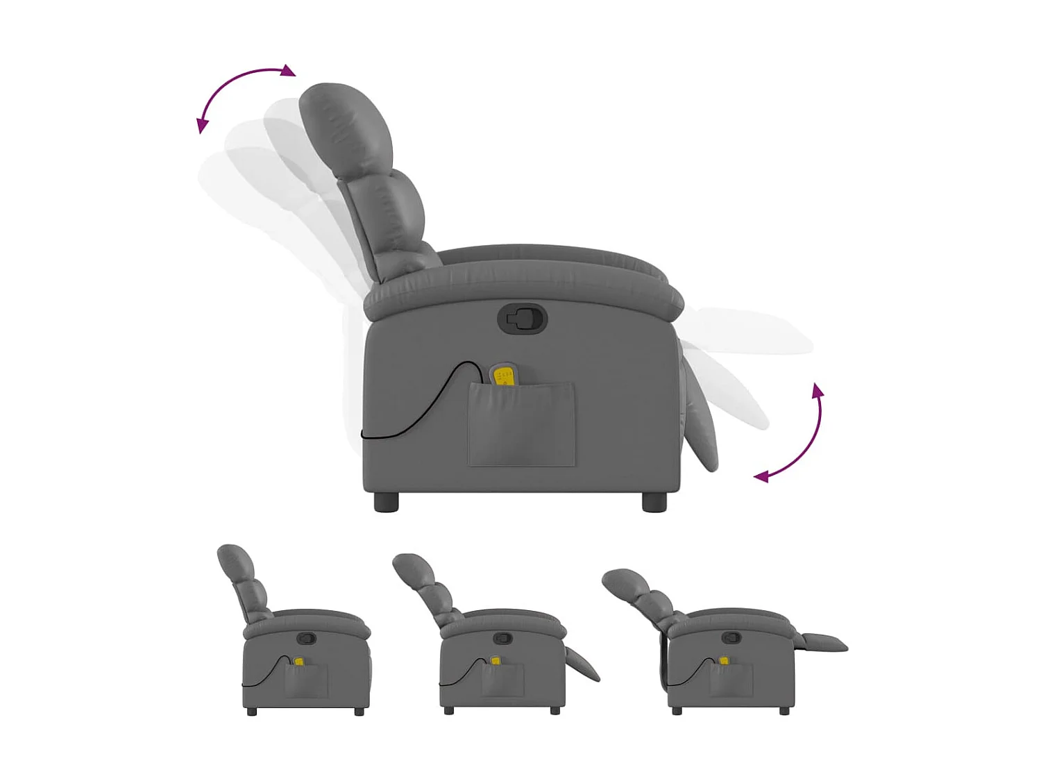 Fauteuil de massage inclinable Gris Similicuir