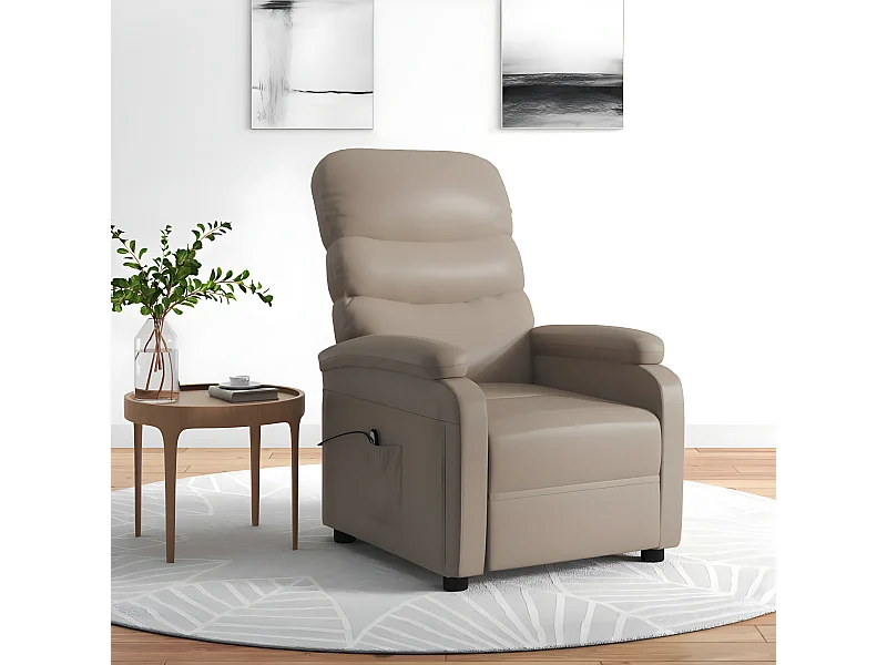 Poltrona reclinabile elettrica in similpelle cappuccino