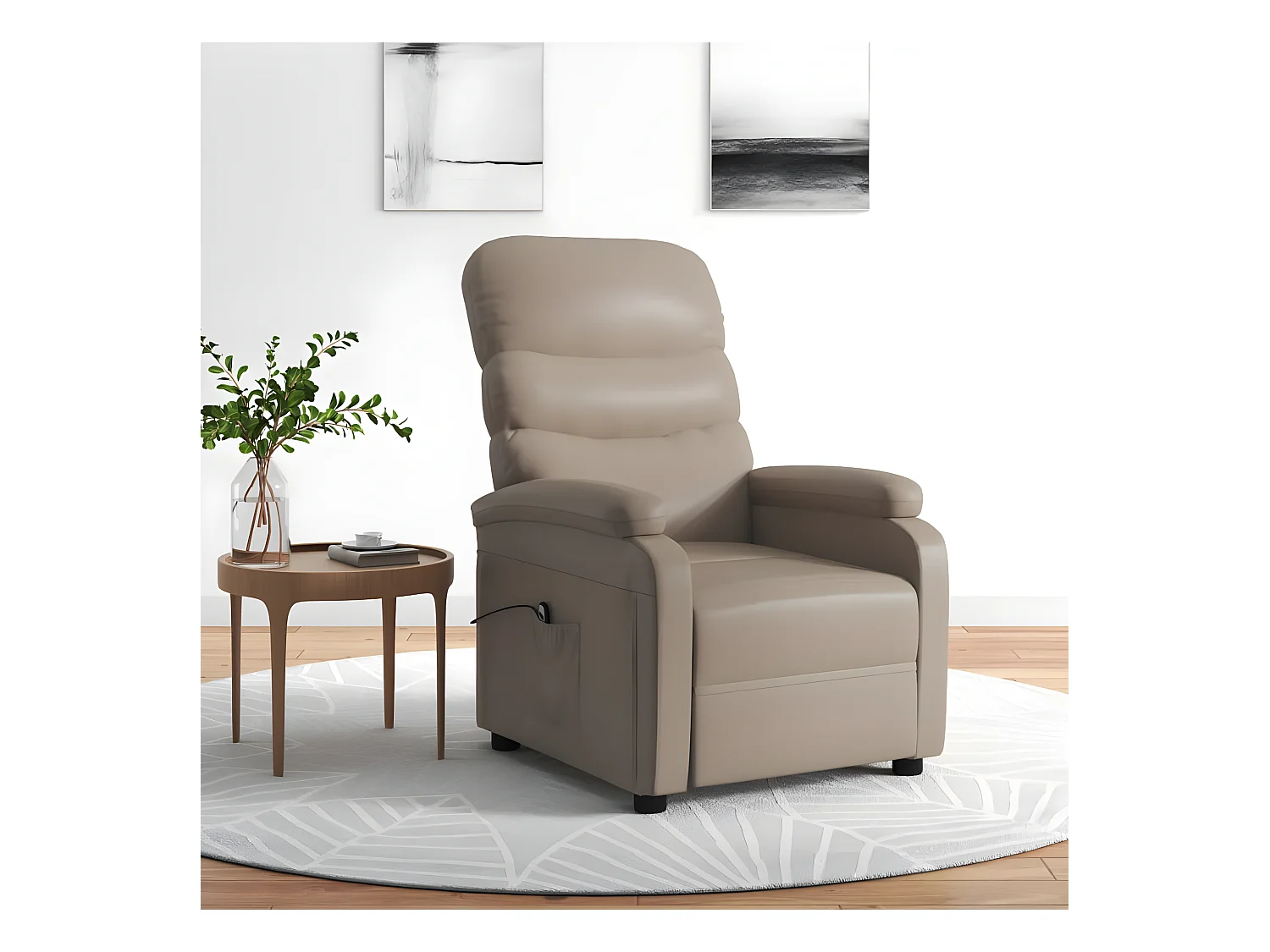 Poltrona reclinabile elettrica in similpelle cappuccino